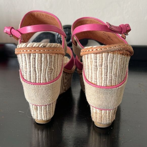 Anthropologie Platform Sandals Schuler & Sons Women’s Size 10 Wedge  Pink/Beige - Picture 10 of 11